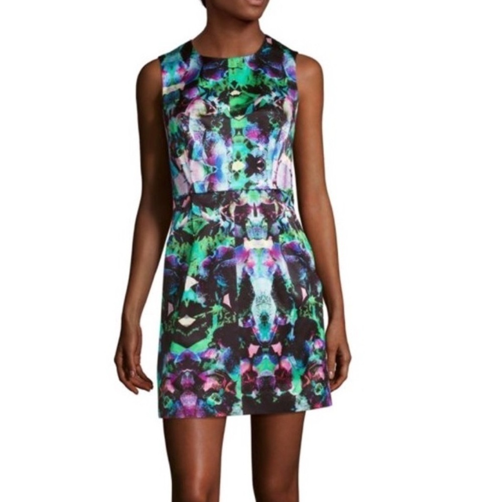 Milly Coco Mini Dress in Shiny Multicolor Abstract Design